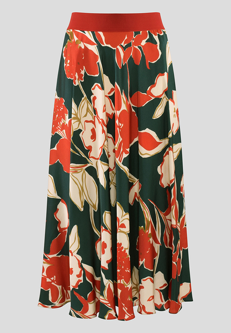 Szeroka spódnica z kolorowym motywem kwiatowym