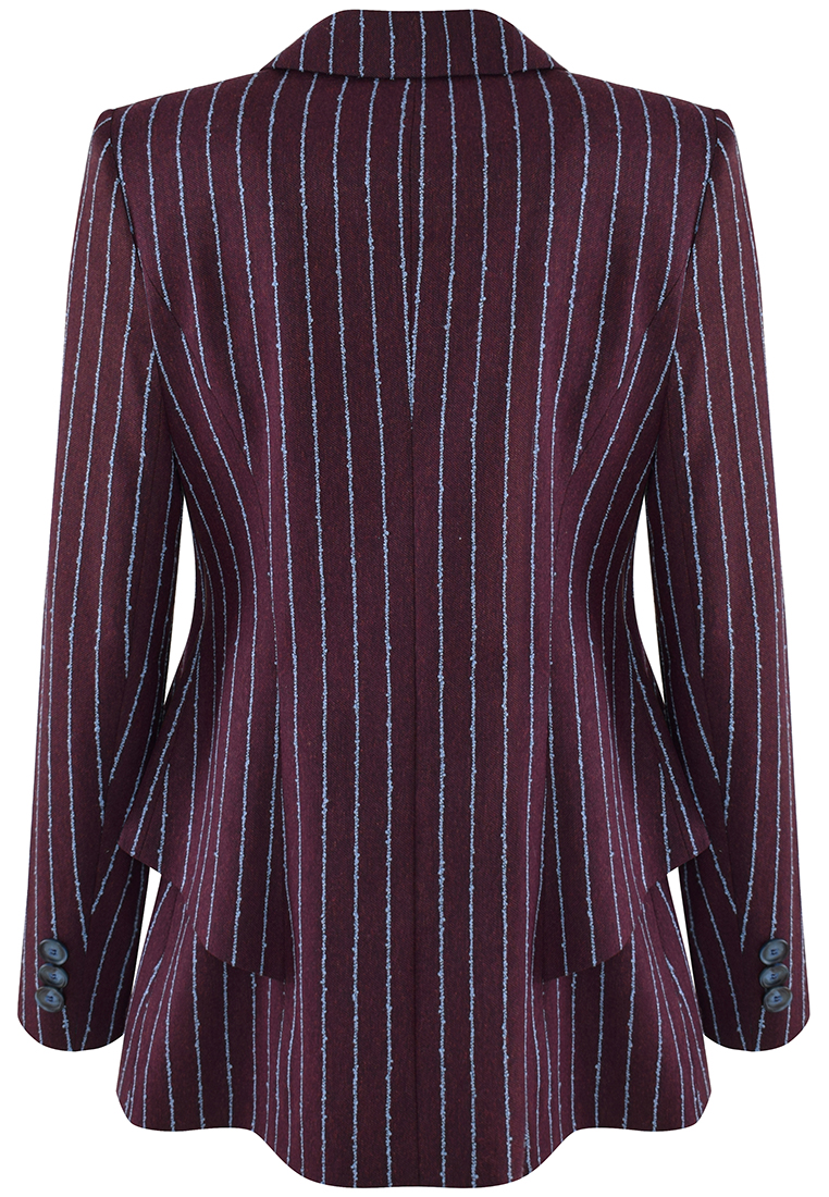 Dwurzędowy żakiet z baskinką i aplikacją