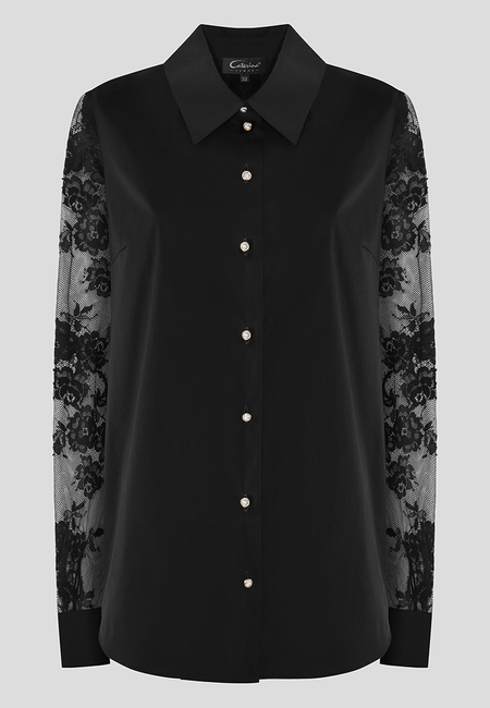 Bluzka koszulowa z koronkowymi rękawami