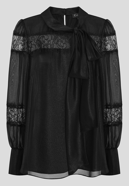 Wizytowa bluzka z elementami koronki