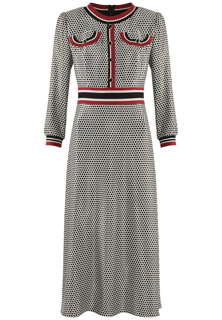 Wiskozowa sukienka z kontrastowym wykończeniem