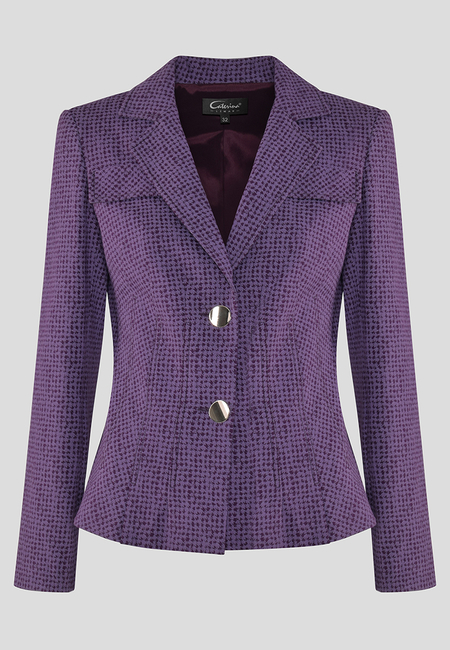 Fioletowy żakiet z motywem kurzej stopki