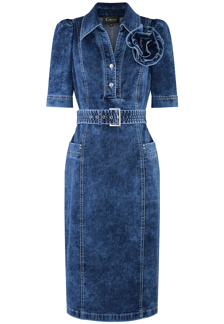 Sukienka denim z kwiatem