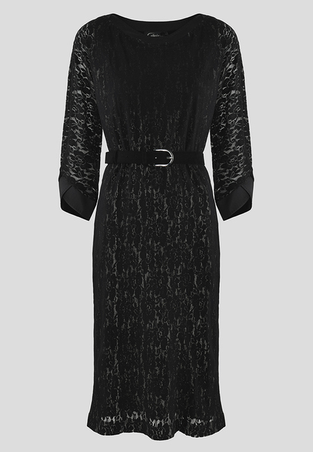 Czarna sukienka z rękawem typu kimono