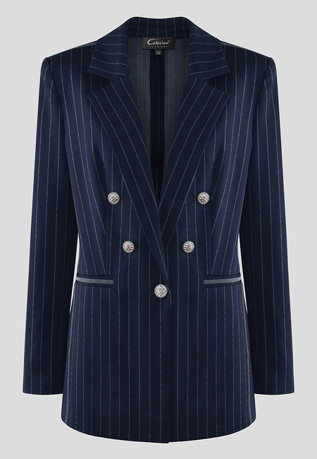 Granatowy żakiet w prążek