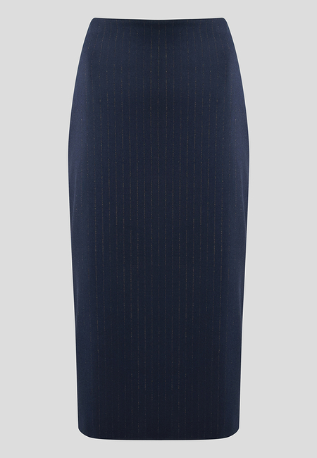Granatowa spódnica z błyszczącym prążkiem
