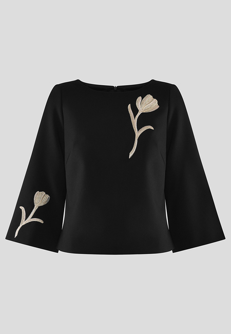 Bluzka z aplikacją kwiatową