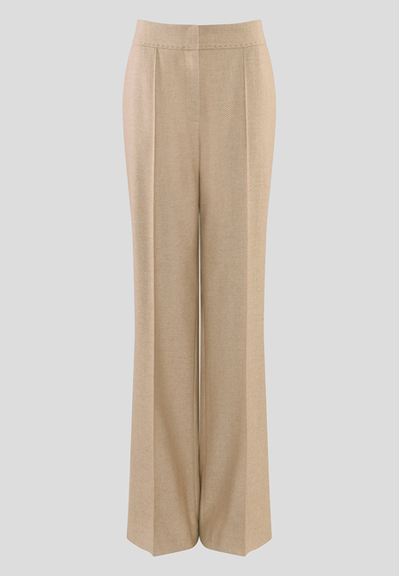 Beżowe spodnie o wzorze jodełki