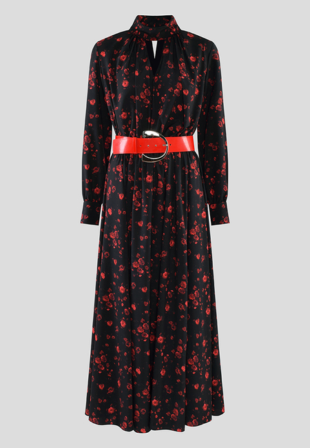 Wizytowa sukienka z wzorem róż