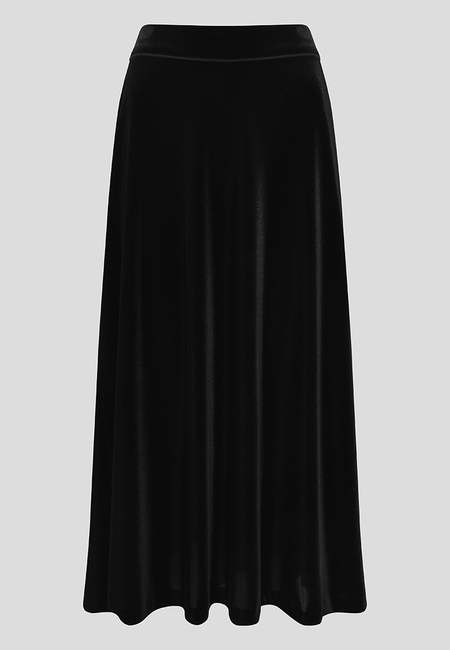 Szeroka, welurowa spódnica w kolorze czarnym