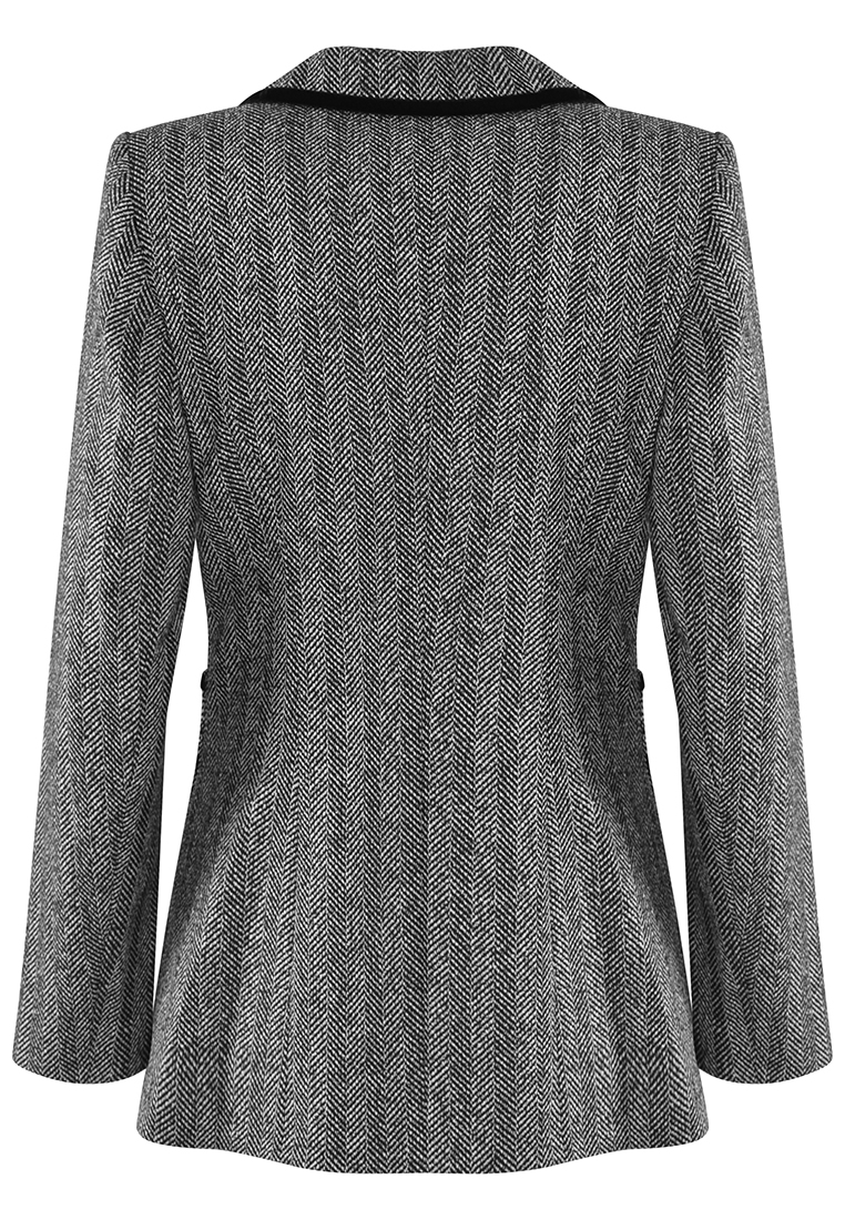 Ciepły żakiet w klasyczną jodełkę