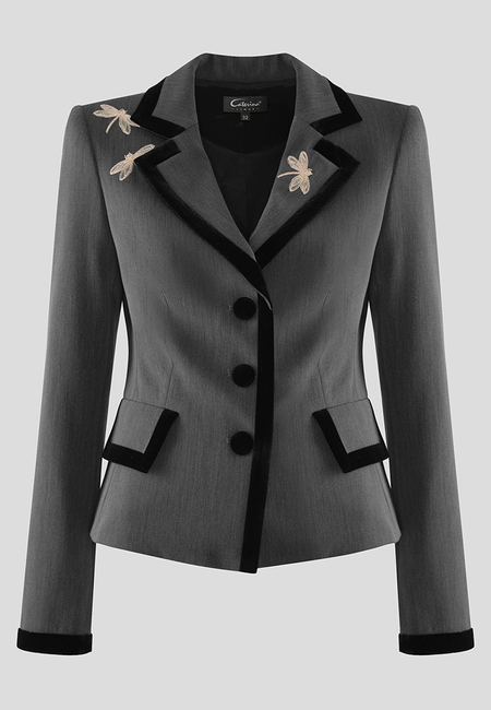 Szary żakiet z ważkami