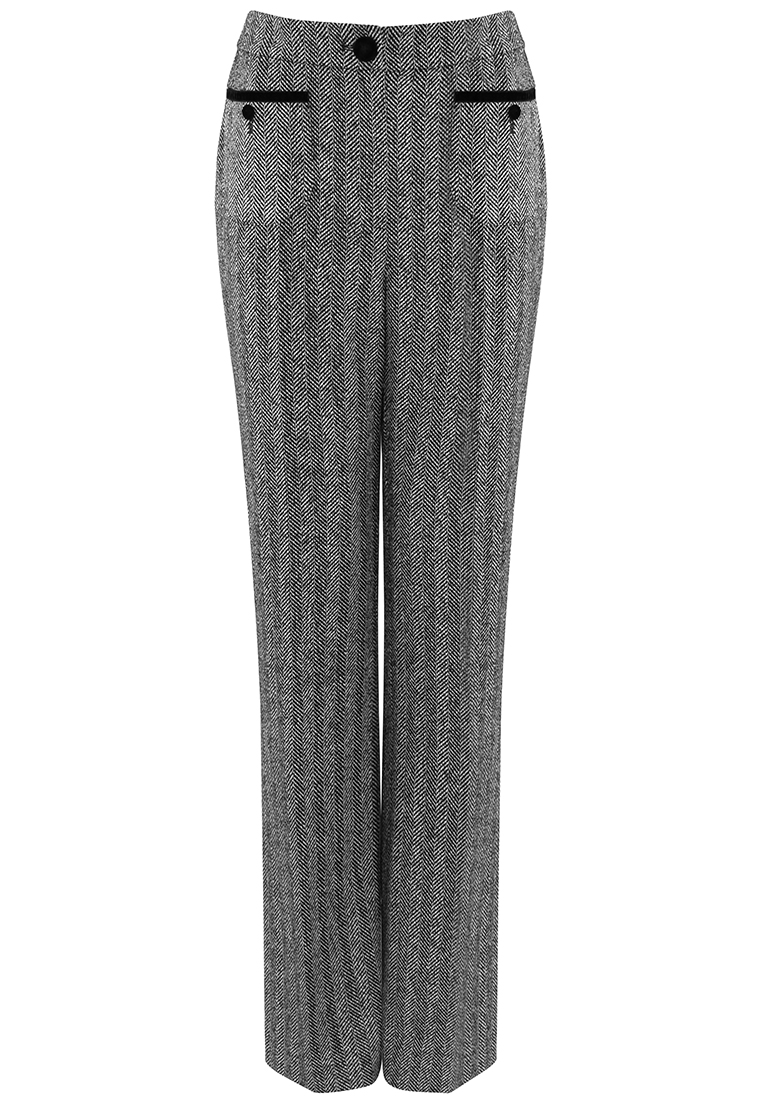 Ciepłe spodnie w klasyczną jodełkę