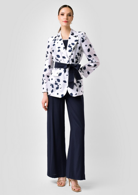 Granatowe spodnie z kontrastowym wykończeniem