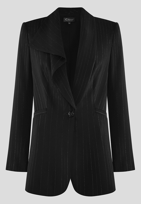 Czarny żakiet z błyszczącym prążkiem