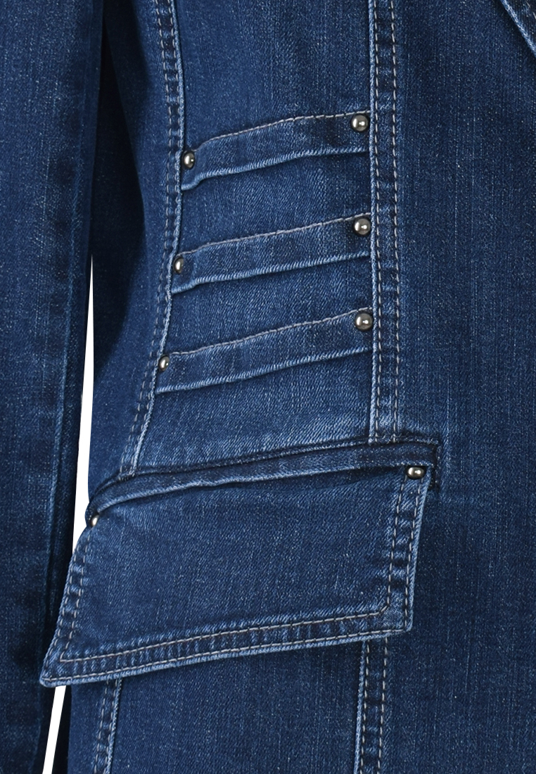 Granatowy żakiet z jeansowej tkaniny