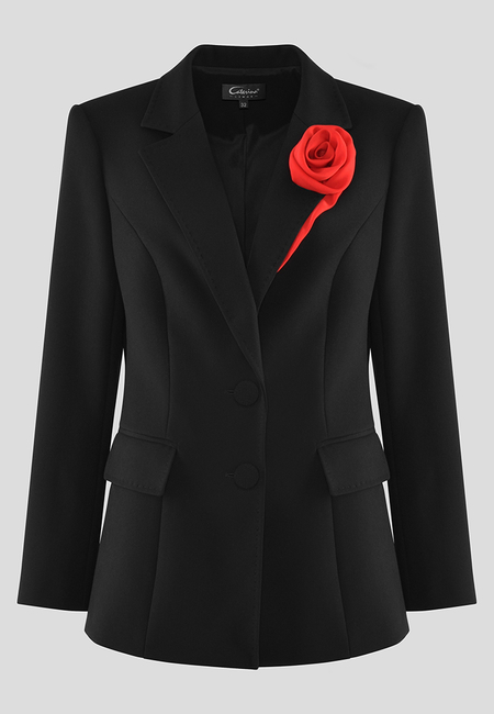 Żakiet z czerwoną różą