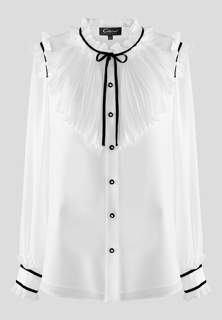 Biała bluzka z żabotem