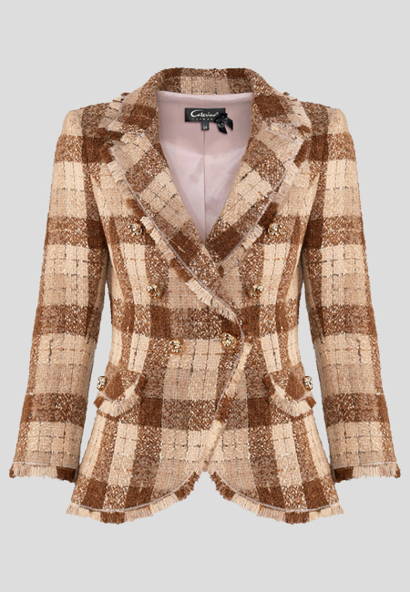 Dwurzędowy żakiet w kratę