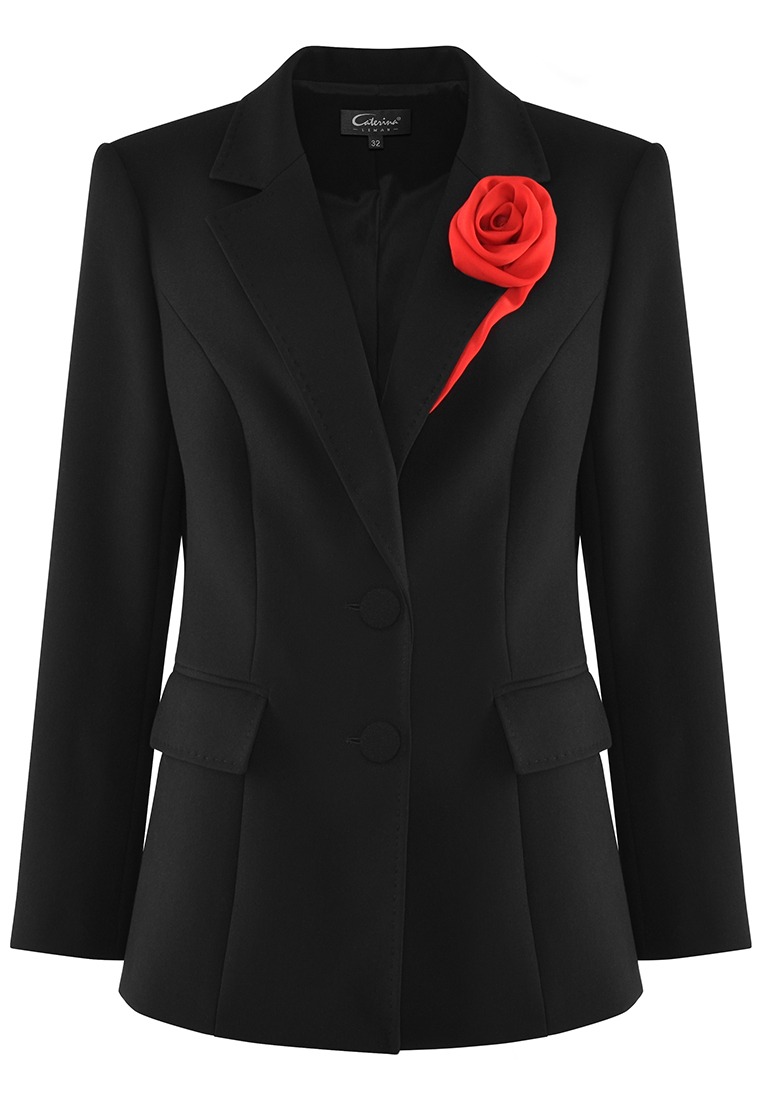 Żakiet z czerwoną różą