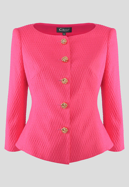 Fuksjowy żakiet z tłoczonej tkaniny