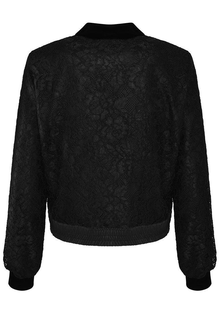 Żakiet typu bomberka z koronki