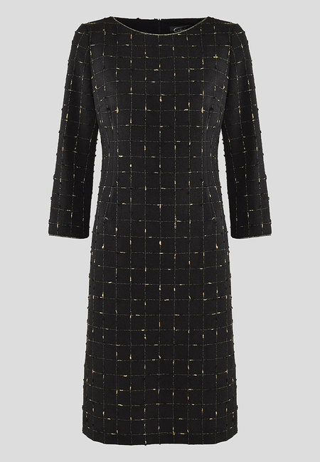 Czarna sukienka ze złotą nitką