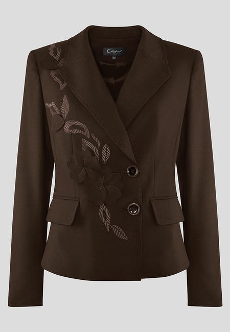 Brązowy żakiet z przestrzenną aplikacją