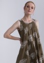 Swobodna sukienka z bawełny z motywem liści
