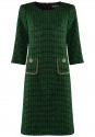 Czarno-zielona sukienka w drobną kratkę