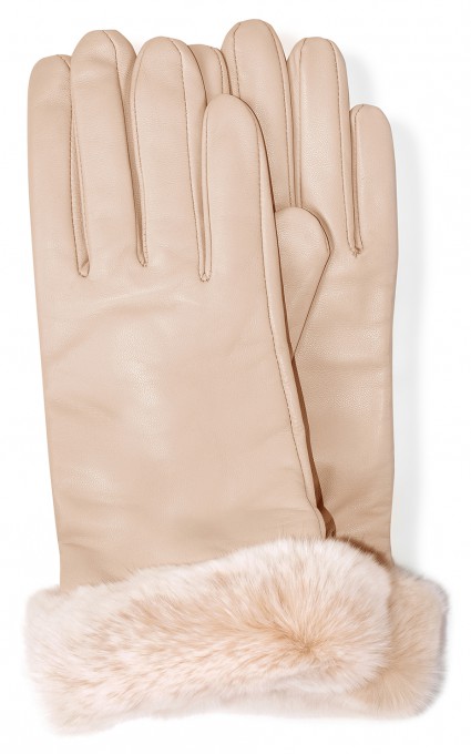 Kremowe rękawiczki z owczej skóry