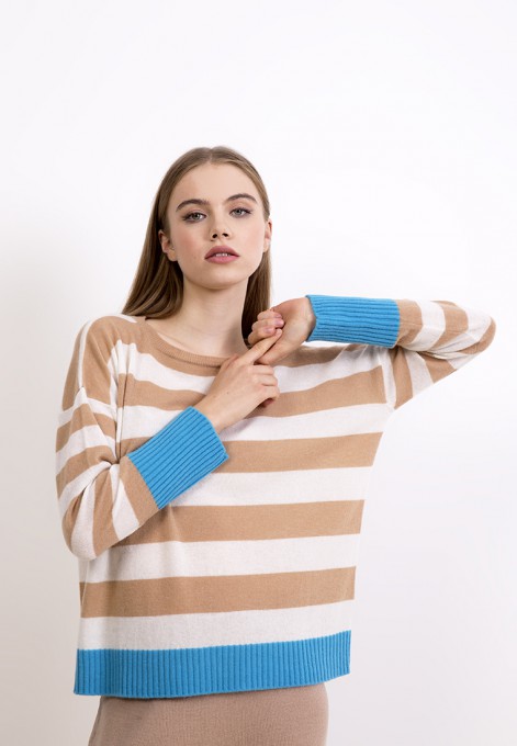 Sweter w pasy z wysokogatunkowych przędz
