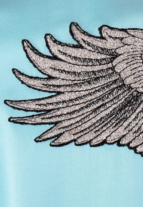 Miętowa koszula z aplikacją skrzydeł