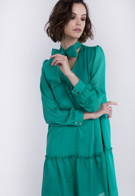Sukienka z jedwabiu w kolorze turkusowym