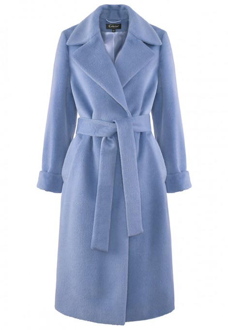 Wełniany płaszcz w kolorze niebieskim