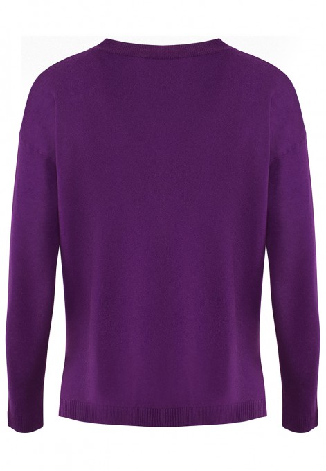 Fioletowy sweter z dekoltem w serek