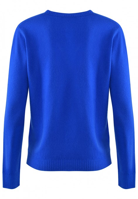 Kobaltowy sweter z wełny i kaszmiru
