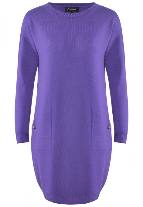 Sweter tunika w kolorze fioletowym