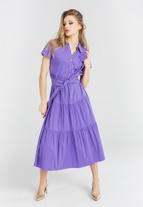 Fioletowa sukienka typu szmizjerka