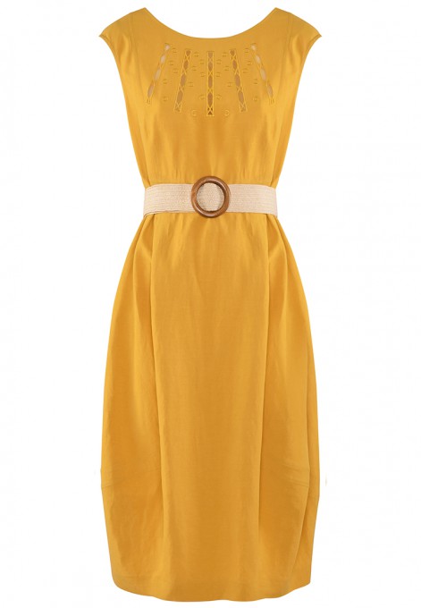 Żółta sukienka z haftem