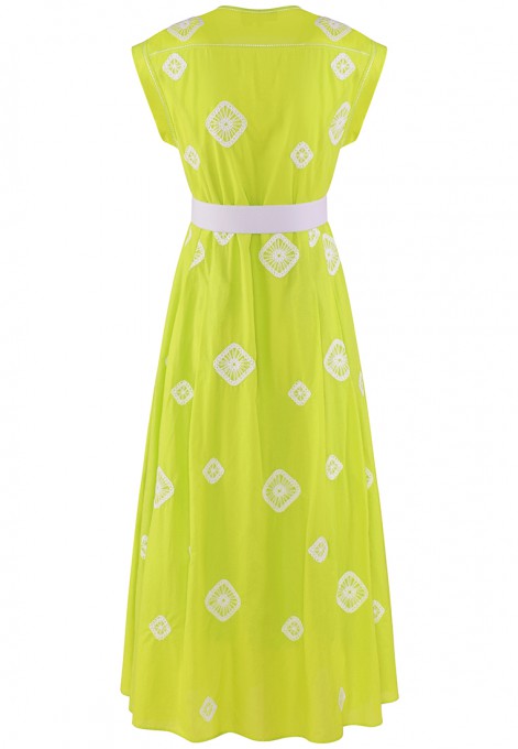 Bawełniana sukienka w kolorze fluo zieleni