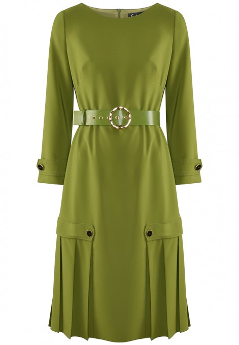 Zielona sukienka z paskiem