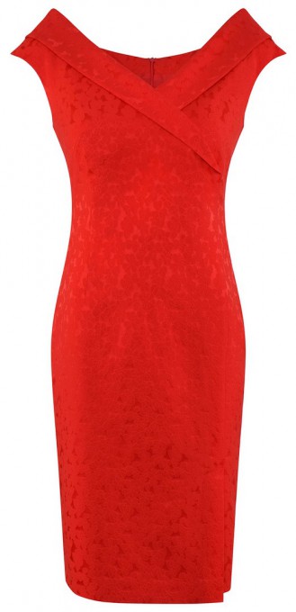 Czerwona sukienka z bawełnianego żakardu