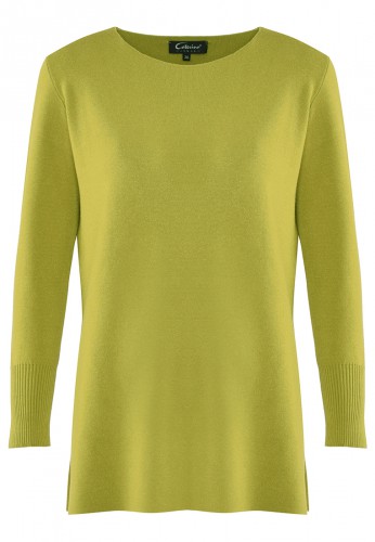 Długi sweter w kolorze limonki