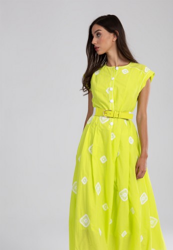 Bawełniana sukienka w kolorze fluo zieleni