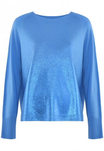 Kobaltowy sweter z połyskiem